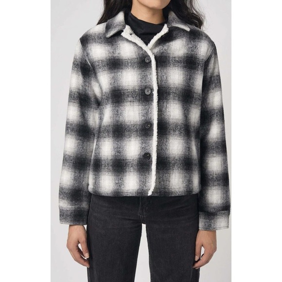 Mod Ref The Andy Jacket Sherpa Lined in Black Plaid Size S w-wool - Picture 1 of 11